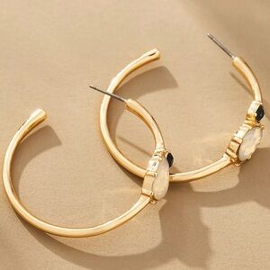 Anthropologie Gold and Black Hoop Earrings